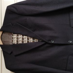 Men's Oscar De La Renta Wool Cashmere Black Blazer 42